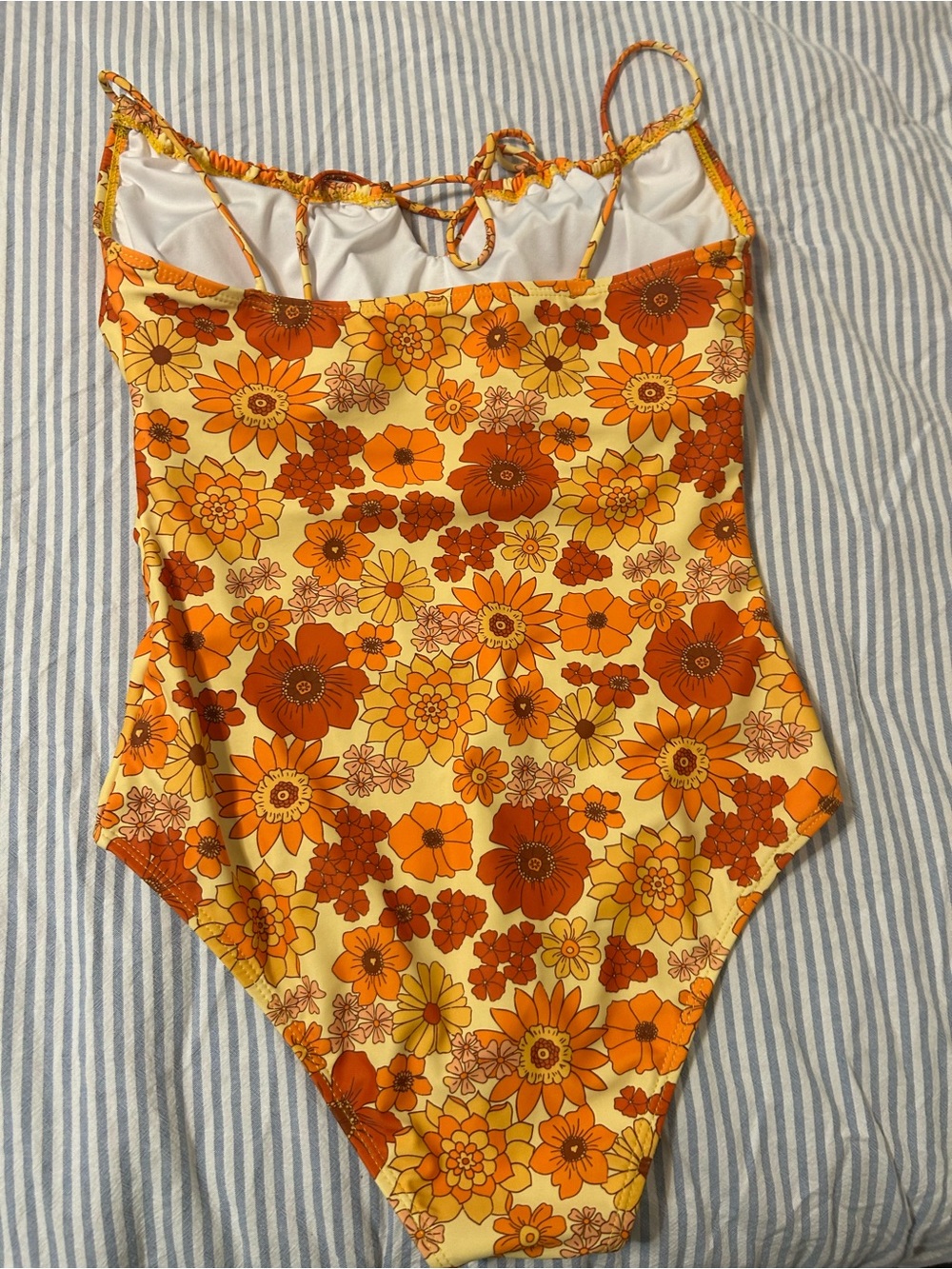 Retro Floral One-Piece Swimsuit in Yellow & Orange Geode Swimwear - Picture 2 of 2